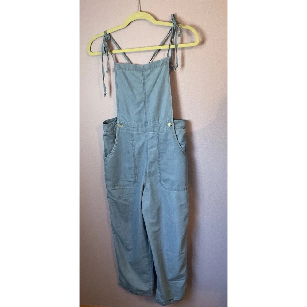 No Comment Chambray‎ Blue Overalls Size Small Ties